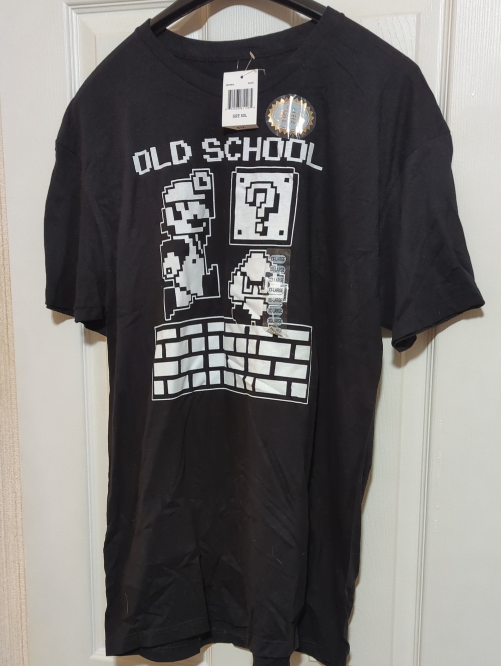 Old School Pixel Mario Black Graphic Tee